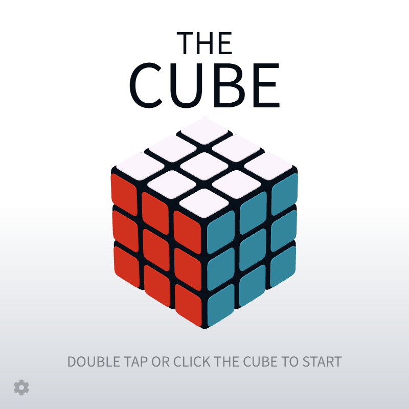 Original 3D cube game showing red, blue and white faces below The Cube title